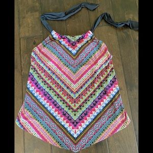 Aqua Green high neck tankini halter swim top